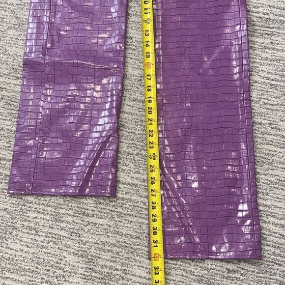 New ROTATE Birger Christiansen Purple Croc Vegan Leather Pants Size 0 FR 34 - Picture 12 of 16
